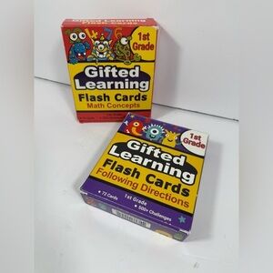Gifted Learning 1st Grade Following Directions Flash Cards & Math Concepts 2 box